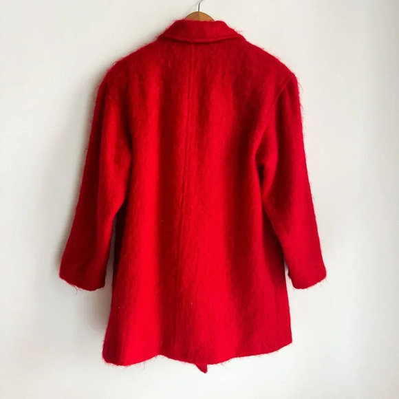 Vintage Bright Red Mohair Short Blazer Coat L - Picture 6 of 7